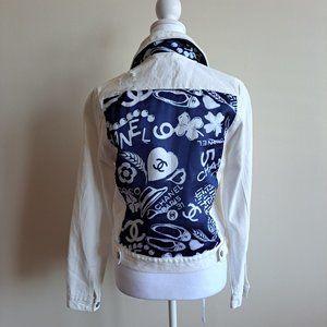 Fake Chanel White Denim Jeans Jackes Size S
